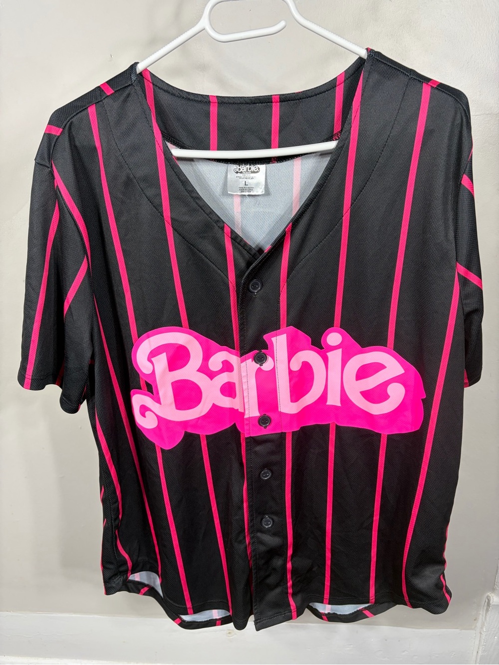 Barbie Black with Hot Pink Stripe Jersey Top